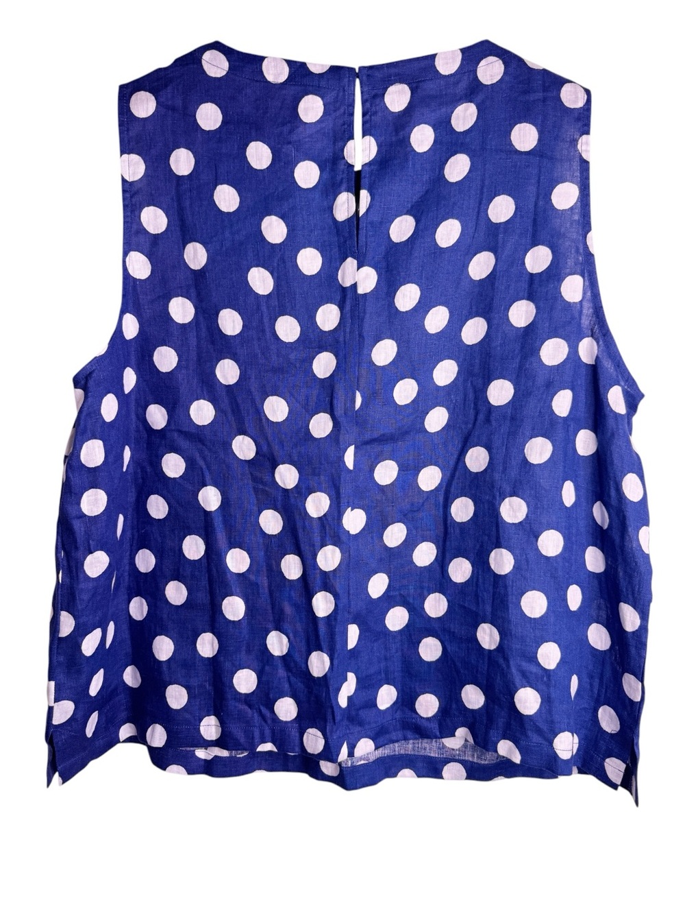 BODEN NWT Polka Dot Linen Sleeveless Shell Size US 14 in Blue Dot - Picture 9 of 14
